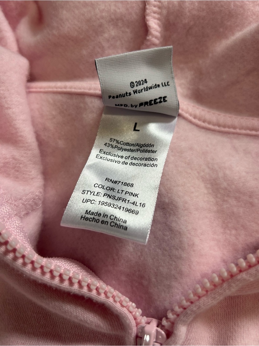 Women’s Peanuts Pink Snoopy & Woodstock Zip-Up Hoodie - Picture 7 of 11